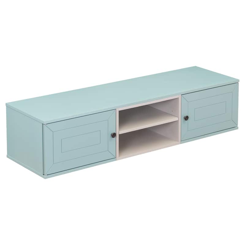 Wall Mounted 60" Floating TV Stand, Large Storage Space, Adjustable Shelves, Cable Management